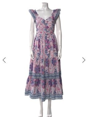Caroline Constas Pink and Blue Midi Dress NWT